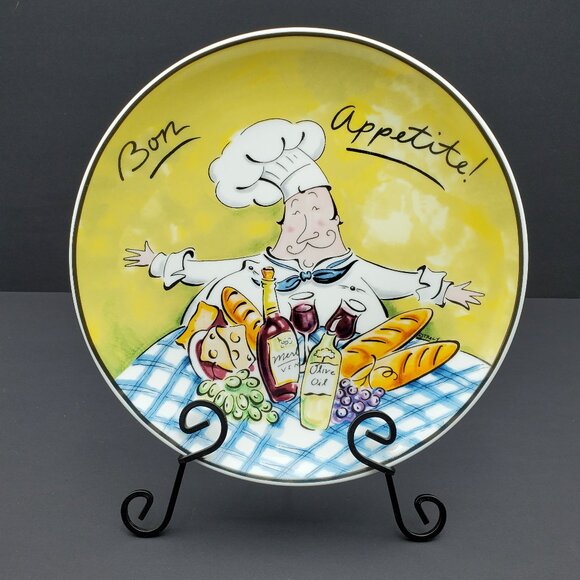 Mud Pie Fat Chef Salad Dessert Plates French Italian Chefs Bread Plates - Picture 2 of 6